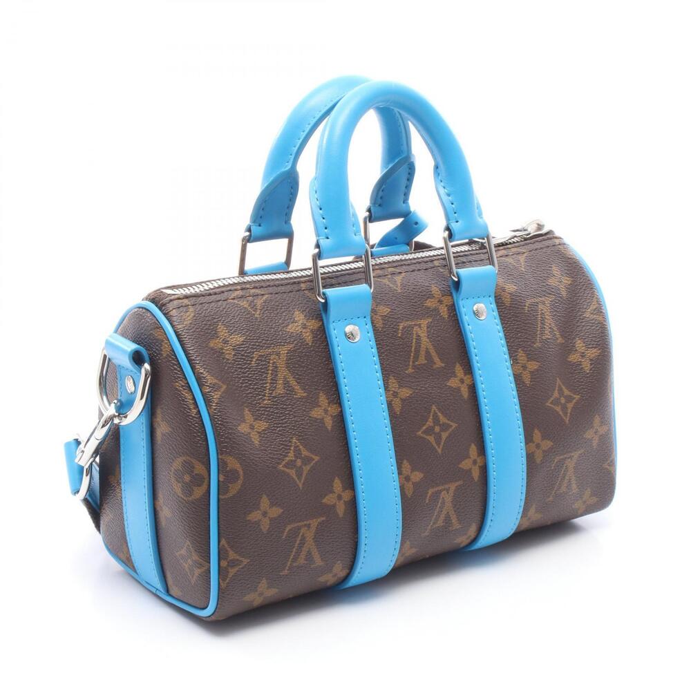 Louis Vuitton Bandouliere Handbag LV Mania Monogram Keepall Canvas Leather Brown